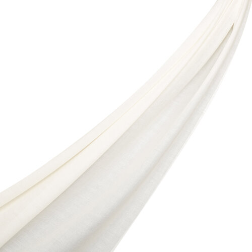 White Bordered Modal Silk Scarf