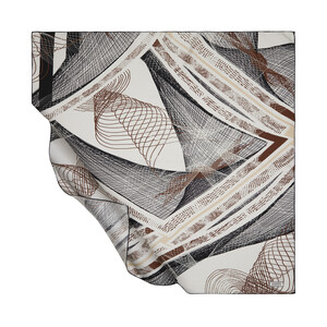 White Brown Euphoria Twill Silk Scarf - Thumbnail