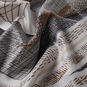 ipekevi - White Brown Euphoria Twill Silk Scarf (1)