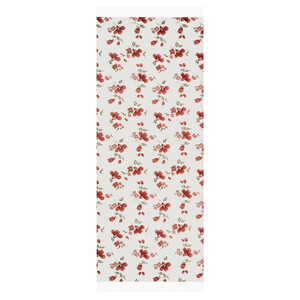 White Burgundy Clematis Print Silk Scarf - Thumbnail