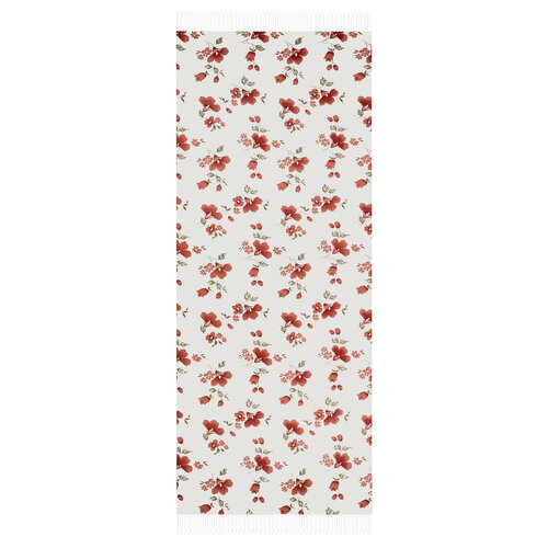 White Burgundy Clematis Print Silk Scarf White Burgundy Clematis Print Silk Scarf