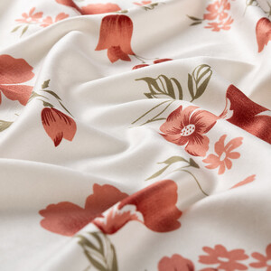 White Burgundy Clematis Print Silk Scarf - Thumbnail