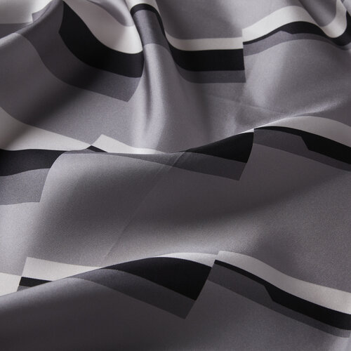White Charcoal Endless Twill Silk Scarf