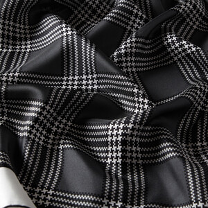 ipekevi - White Charcoal Marled Plaid Silk Twill Scarf (1)