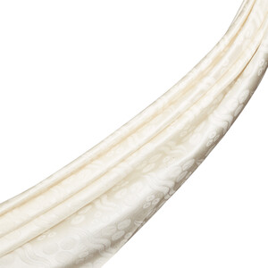 White Chintamani Patterned Silk Neck Scarf - Thumbnail