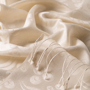 ipekevi - White Chintamani Patterned Silk Neck Scarf (1)