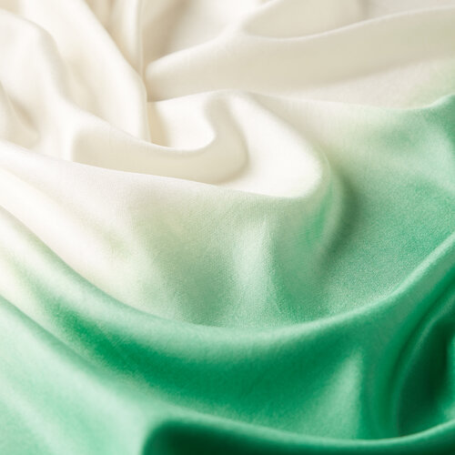 White Emerald Green Gradient Silk Scarf