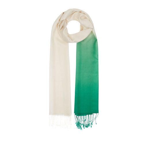 White Emerald Green Gradient Silk Scarf