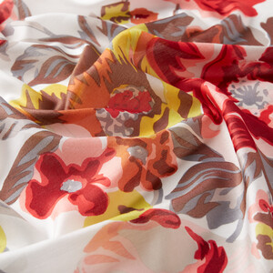 ipekevi - White Fuchsia Flower Power Print Modal Silk Scarf (1)