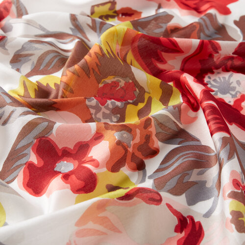 White Fuchsia Flower Power Print Modal Silk Scarf