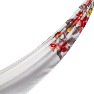 White Fuchsia Flower Power Print Modal Silk Scarf - Thumbnail