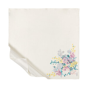 White Fuchsia Palace Garden Print Silk Twill Scarf - Thumbnail