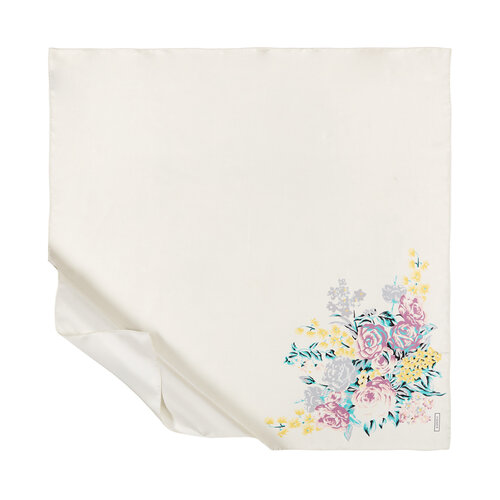 White Fuchsia Palace Garden Print Silk Twill Scarf