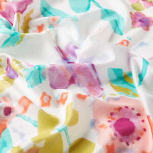 White Fuchsia Spring Dream Print Modal Silk Scarf - Thumbnail