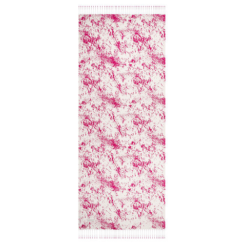 White Fuschsia Marble Print Silk Scarf