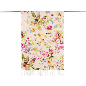 ipekevi - White Green Botanic Garden Print Silk Scarf (1)