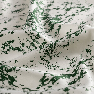 White Green Marble Print Silk Scarf - Thumbnail