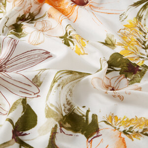 White Green Spring Wonderland Print Modal Silk Scarf - Thumbnail