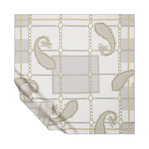 White Grey Sahara Wild Twill Silk Scarf - Thumbnail
