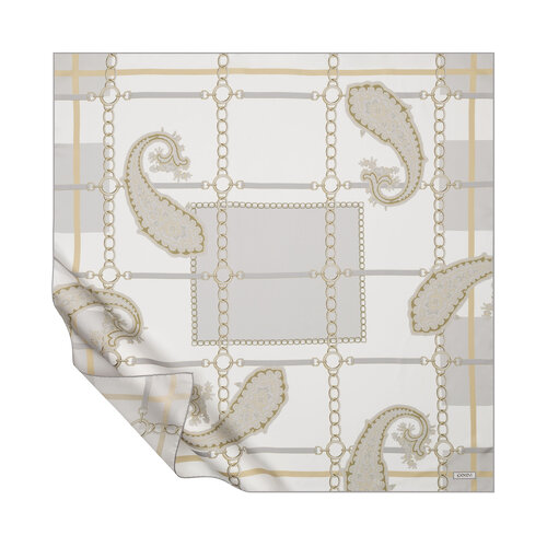 White Grey Sahara Wild Twill Silk Scarf