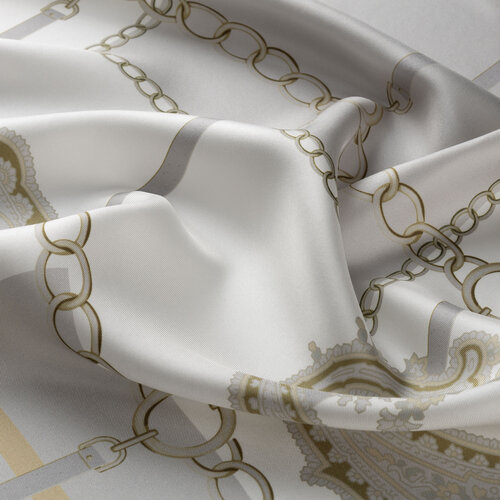 White Grey Sahara Wild Twill Silk Scarf