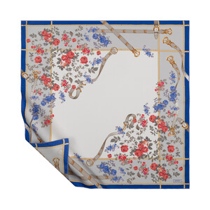 ipekevi - White Grey Spring Trip Twiil Silk Scarf