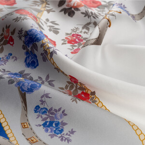 ipekevi - White Grey Spring Trip Twiil Silk Scarf (1)
