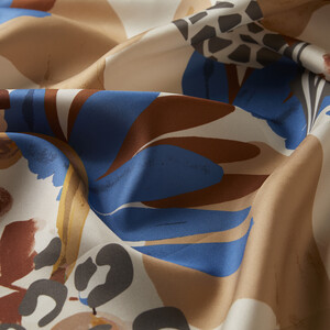 ipekevi - White Indigo Sweet Fruits Twill Silk Scarf (1)
