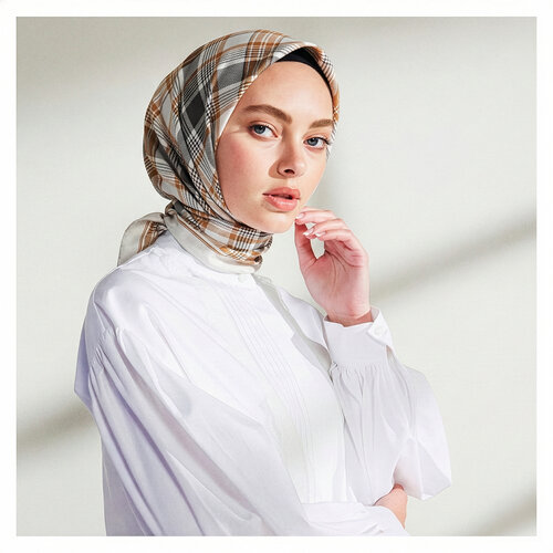 White London Plaid Silk Twill Scarf