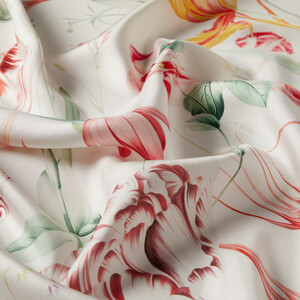 White Melancholia Print Silk Twill Scarf - Thumbnail