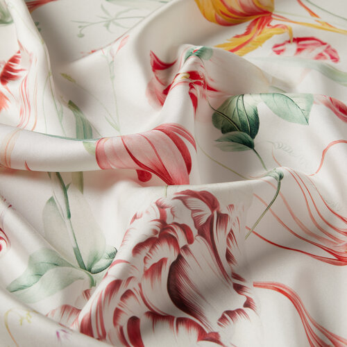 White Melancholia Print Silk Twill Scarf