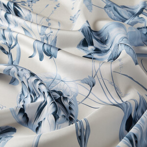 White Melancholia Print Silk Twill Scarf - Thumbnail