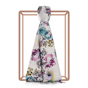ipekevi - White Menthol Fleur Print Silk Scarf
