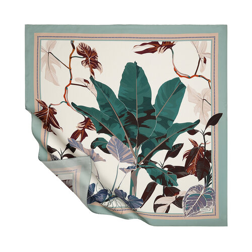 White Menthol Rock Garden Twill Silk Scarf 