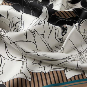 White Mink Charcoal Twill Silk Scarf - Thumbnail