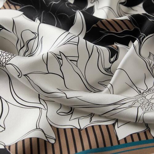 White Mink Charcoal Twill Silk Scarf