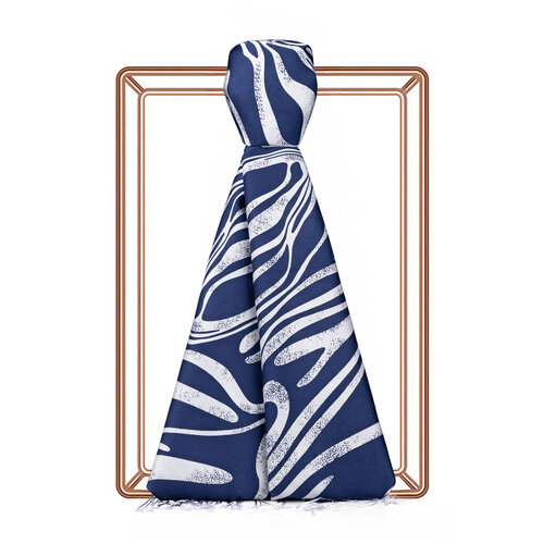 White Navy Ocean Breeze Pattern Silk Scarf 