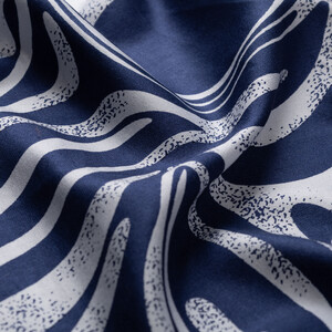White Navy Ocean Breeze Pattern Silk Scarf - Thumbnail