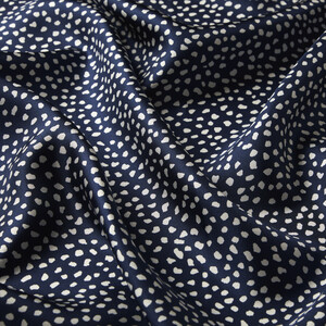 White Navy Polka-Dot Twill Silk Scarf - Thumbnail