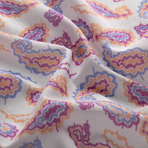 White Paisley Print Silk Scarf