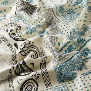 White Patchwork Patterned Silk Scarf - Thumbnail