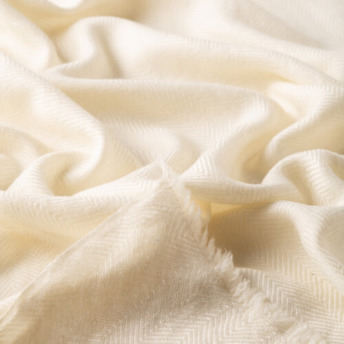 White Patterned Cashmere Prime Scarf