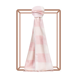 White Pink Buffalo Checked Silk Scarf - Thumbnail