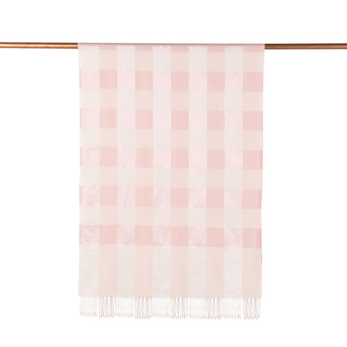 White Pink Buffalo Checked Silk Scarf