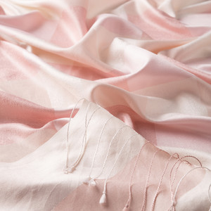 White Pink Buffalo Checked Silk Scarf - Thumbnail