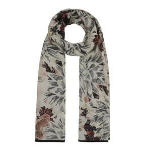 ipekevi - White Pink Narcissus Flower Cotton Rayon Scarf (1)