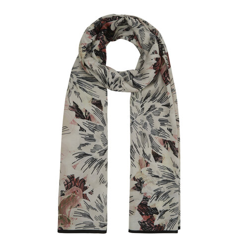 White Pink Narcissus Flower Cotton Rayon Scarf