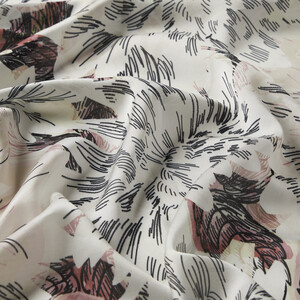 White Pink Narcissus Flower Cotton Rayon Scarf - Thumbnail