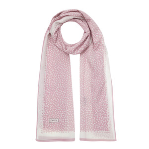 White Pink Polka-Dot Cotton Scarf - Thumbnail