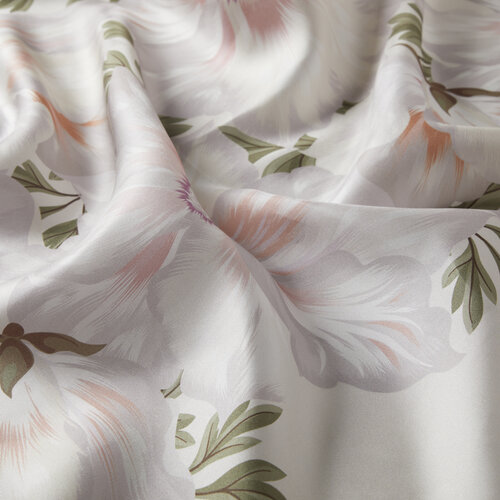 White Powder Kozmos Flowers Twill Silk Scarf